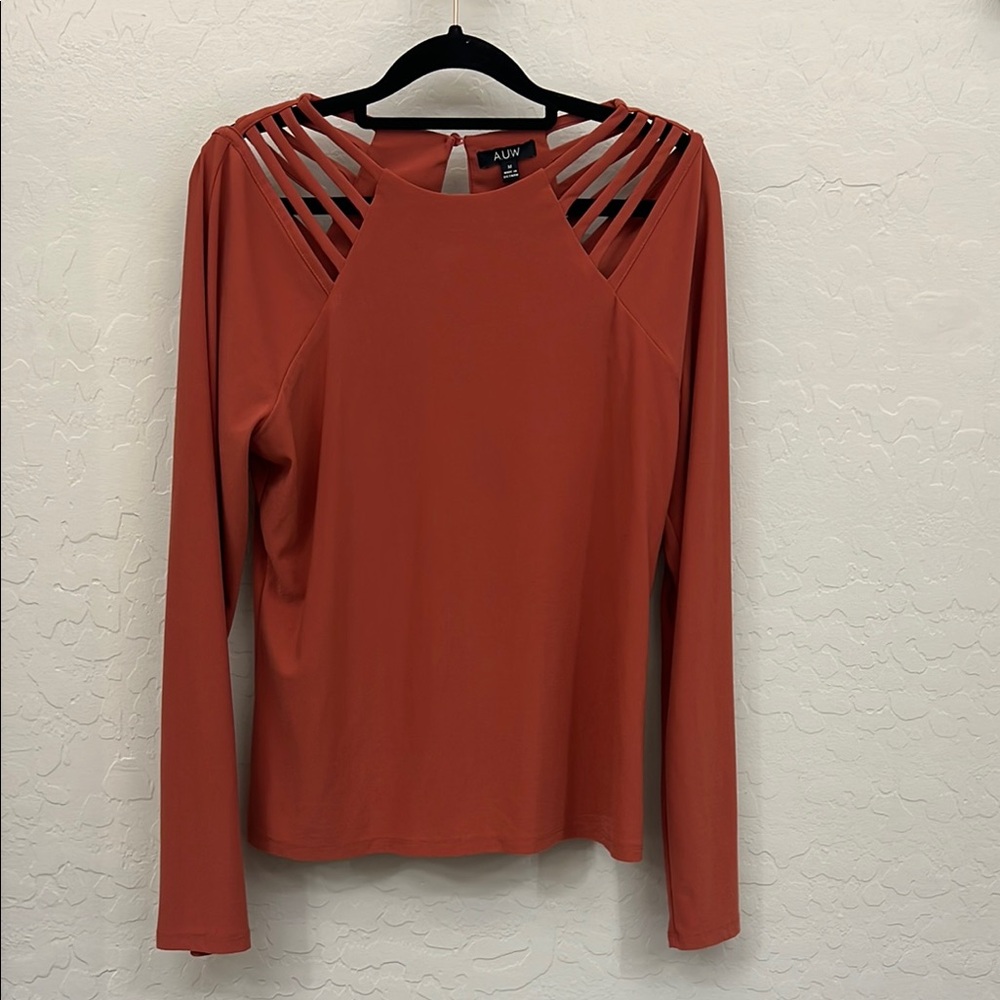 AUX Terracotta Women's Top with Strappy Design